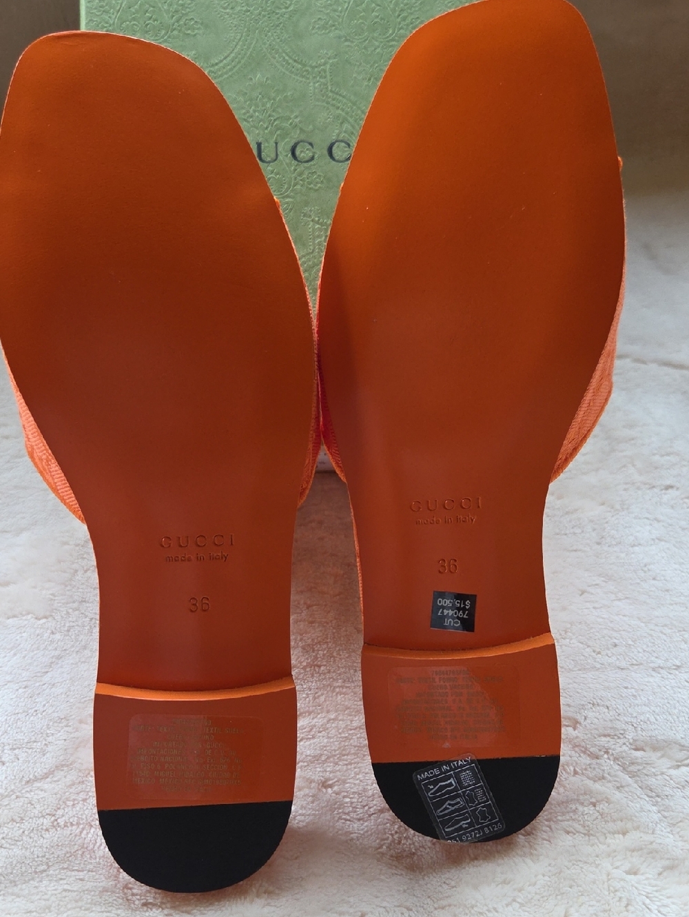 Gucci Orange Embroidered GG Slide Sandals - Picture 4 of 4